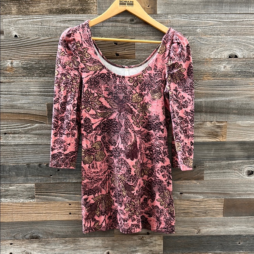 Free People Floral Pink Mini Dress Size Medium - Picture 7 of 7